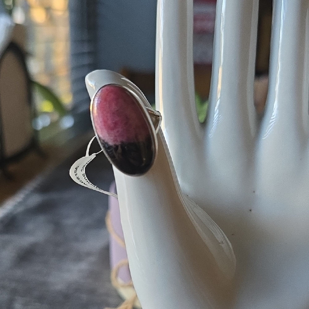 925 Sterling Silver Rhodonite Ring~Sz 7